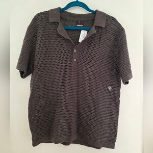 Men's‎ Cottob Brown Knit Polo Shirt Sz Medium